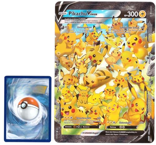 BB-Toy-Trades PKM Sammelkarte XXL Promo Karte Pika V-Union SWSH139-142 - DEUTSCH - Fullart Holo Mega Jumbo Oversize Einzelkarte mit BB-Toy-Trades Sleeve (Pika V-Union DE) von BB-Toy-Trades