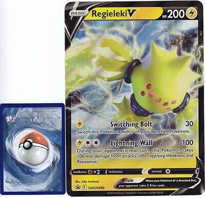 BB-Toy-Trades PKM Sammelkarte XXL Promo Karte Regieleki V SWSH280 - ENGLISCH - Fullart Holo Mega Jumbo Oversize Einzelkarte mit BB-Toy-Trades Sleeve (Regieleki V EN) von BB-Toy-Trades