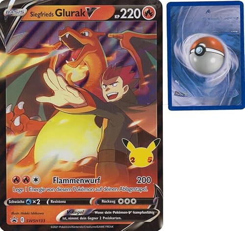 BB-Toy-Trades PKM Sammelkarte XXL Promo Karte Siegfrieds GlurakV SWSH133 - DEUTSCH - Fullart Holo Mega Jumbo Oversize Einzelkarte mit BB-Toy-Trades Sleeve (Siegfrieds GlurakV DE) von BB-Toy-Trades