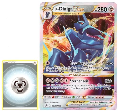 BB-Toy-Trades PKM Sammelkarte XXL Promo Karte Ur-Dialga VStar SWSH256 - DEUTSCH - Fullart Holo Mega Jumbo Oversize Einzelkarte mit BB-Toy-Trades Sleeve (Ur-Dialga VStar DE) von BB-Toy-Trades