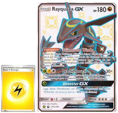 BB-Toy-Trades Pokemon Sammelkarte XXL Promo Karte - DEUTSCH - Fullart Holo Mega Jumbo Oversize Einzelkarte mit BB-Toy-Trades Sleeve Rayquaza GX 177a/168 Sonne und Mond Ultra Rare BB-Toy-Trades Pokemon Sammelkarte XXL Promo Karte - DEUTSCH - Fullart Holo Mega Jumbo Oversize Einzelkarte mit BB-Toy-Trades Sleeve Rayquaza GX 177a/168 Sonne und Mond Ultra Rare von BB-Toy-Trades