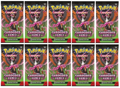 Pokemon Scarlet & Violet 10 Shrouded Fable Booster Packs - ENGLISCH - NEU & OVP SV6.5 + BB-Toy-Trades Toploader von BB-Toy-Trades