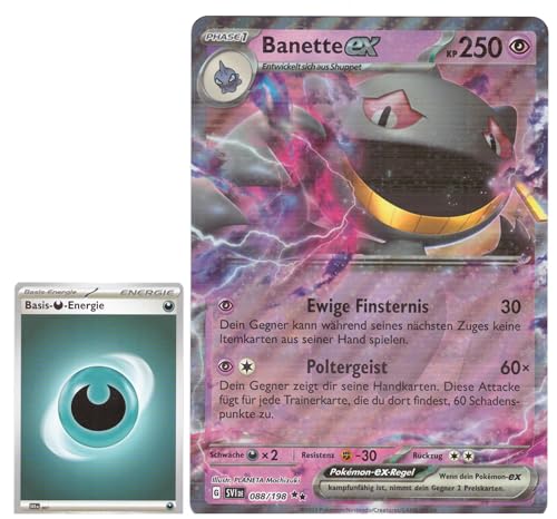 BB-Toy-Trades TCG PKM Sammelkarte XXL Black Star Promo Karte Banette ex SVI 088/198 - DEUTSCH - Fullart Holo Mega Jumbo Oversize Einzelkarte mit BB-Toy-Trades Sleeve (Banette ex) von BB-Toy-Trades
