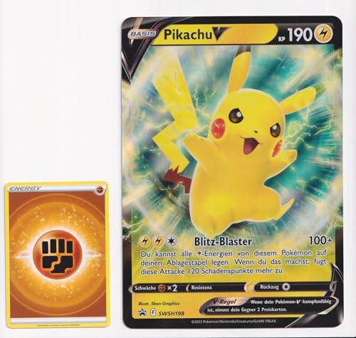 BB-Toy-Trades TCG PKM Sammelkarte XXL Black Star Promo Karte Pikachu SWSH198 - DEUTSCH - Fullart Holo Mega Jumbo Oversize Einzelkarte mit BB-Toy-Trades Sleeve (Pika 198 DE) von BB-Toy-Trades