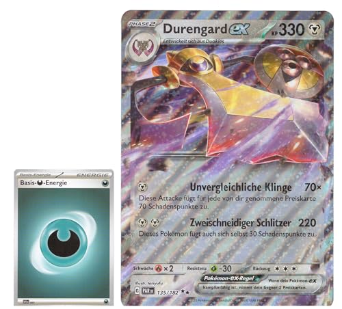 BB-Toy-Trades TCG PKM Sammelkarte XXL Black Star Promo Karte Durengard ex PAR135/182 - DEUTSCH - Fullart Holo Mega Jumbo Oversize Einzelkarte mit BB-Toy-Trades Sleeve (Durengard) von BB-Toy-Trades