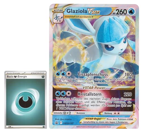BB-Toy-Trades TCG PKM Sammelkarte XXL Black Star Promo Karte Glaziola VStar SWSH197 - DEUTSCH - Fullart Holo Mega Jumbo Oversize Einzelkarte mit BB-Toy-Trades Sleeve (Glaziola Vstar) von BB-Toy-Trades
