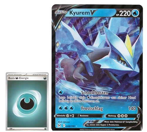 BB-Toy-Trades TCG PKM Sammelkarte XXL Black Star Promo Karte Kyurem V 048/196 Verlorener Ursprung - DEUTSCH - Fullart Holo Mega Jumbo Oversize Einzelkarte mit BB-Toy-Trades Sleeve (Kyurem V DE) von BB-Toy-Trades