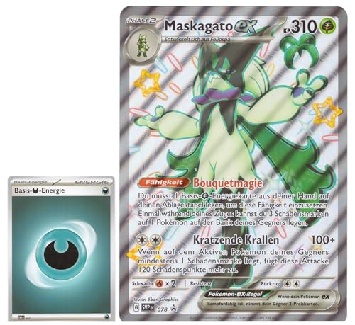 BB-Toy-Trades TCG PKM Sammelkarte XXL Black Star Promo Karte Maskagato ex SVP078- DEUTSCH - Fullart Holo Mega Jumbo Oversize Einzelkarte mit BB-Toy-Trades Sleeve (Maskagato ex) von BB-Toy-Trades