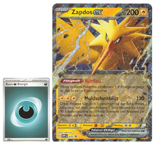 BB-Toy-Trades TCG PKM Sammelkarte XXL Black Star Promo Karte Zapdos ex SVP049- DEUTSCH - Fullart Holo Mega Jumbo Oversize Einzelkarte mit BB-Toy-Trades Sleeve (Zapdos ex DE) von BB-Toy-Trades