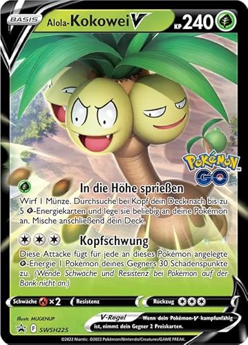 BB-Toy-Trades kompatibel für Pokemon Alola-Kokowei V SWSH225 Schwert & Schild Black Star Promo Karte - DEUTSCH - Einzelkarte Fullart Holo + Toploader von BB-Toy-Trades