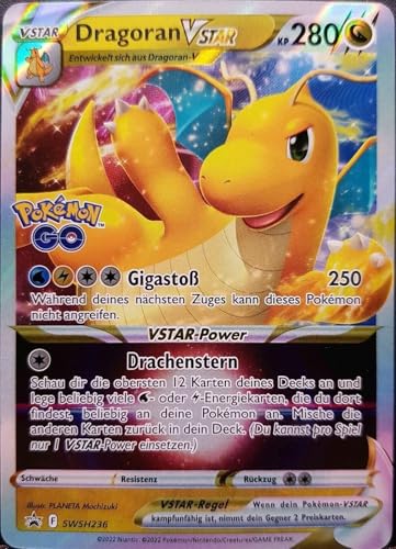 BB-Toy-Trades kompatibel für Pokemon GO Dragoran VStar SWSH236 Schwert & Schild Black Star Promo Karte - DEUTSCH - Einzelkarte Fullart Holo + Toploader von BB-Toy-Trades