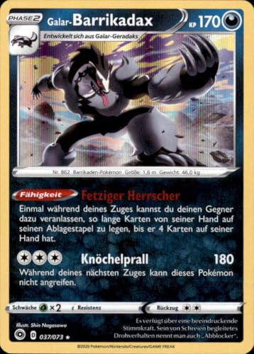 BB-Toy-Trades kompatibel für Pokemon Galar-Barrikadax 037/073 Weg des Champs Holo Karte - DEUTSCH - Einzelkarte + Toploader von BB-Toy-Trades