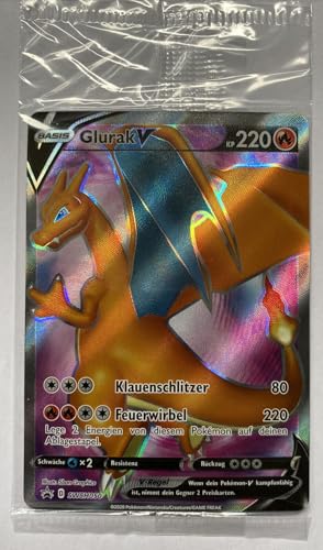 BB-Toy-Trades kompatibel für Pokemon Glurak V SWSH050 Schwert & Schild Black Star Promo Karte - Sealed - DEUTSCH - Einzelkarte Fullart Holo + Toploader BB-Toy-Trades kompatibel für Pokemon Glurak V SWSH050 Schwert & Schild Black Star Promo Karte - Sealed - DEUTSCH - Einzelkarte Fullart Holo + Toploader von BB-Toy-Trades
