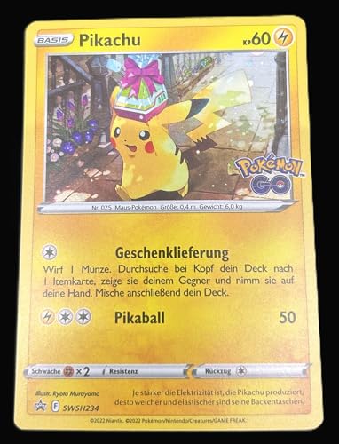BB-Toy-Trades kompatibel für Pokemon Go Pikachu SWSH234 Geburtstag Geschenk Black Star Promo Karte - DEUTSCH - Einzelkarte Fullart Holo + Toploader von BB-Toy-Trades