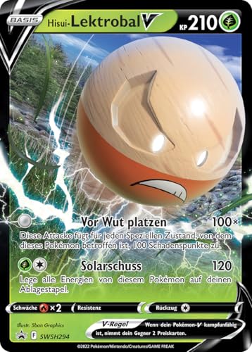 BB-Toy-Trades kompatibel für Pokemon Hisui-Lektrobal V SWSH294 Schwert & Schild Black Star Promo Karte - DEUTSCH - Einzelkarte Fullart Holo + Toploader von BB-Toy-Trades