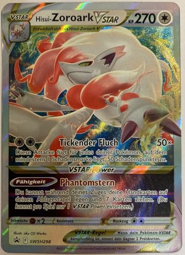 BB-Toy-Trades kompatibel für Pokemon Hisui-Zoroark V Star SWSH298 Schwert & Schild Black Star Promo Karte - DEUTSCH - Einzelkarte Fullart Holo + Toploader von BB-Toy-Trades