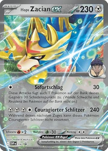 BB-Toy-Trades kompatibel für Pokemon Hops Zacian ex SVP-193 Karmesin & Purpur Black Star Promo Karte - DEUTSCH - Einzelkarte Fullart Holo + Toploader von BB-Toy-Trades