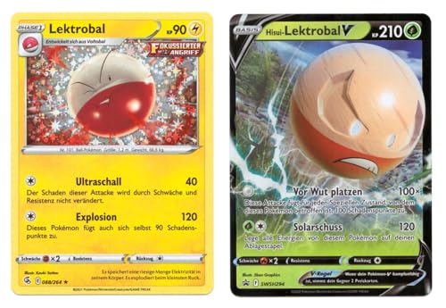 BB-Toy-Trades kompatibel für Pokemon Lektrobal 088/264 Fusionsangriff Hisui-Lektrobal V SWSH294 Schwert & Schild Black Star Promo Karte - DEUTSCH - Einzelkarte Fullart Holo + 1 Toploader von BB-Toy-Trades