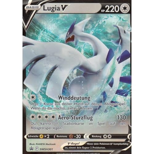 BB-Toy-Trades kompatibel für Pokemon Lugia V SWSH301 Schwert & Schild Zenit der Könige Black Star Promo Karte - DEUTSCH - Einzelkarte Fullart Holo + Toploader von BB-Toy-Trades