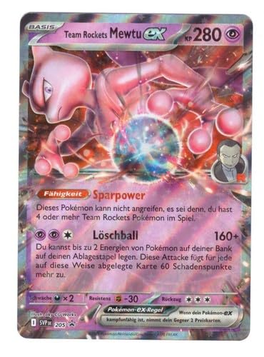 BB-Toy-Trades kompatibel für Pokemon Team Rockets Mewtu ex SVP205 Karmesin & Purpur Ewige Rivalen Black Star Promo Karte - DEUTSCH - Einzelkarte Fullart Holo + Toploader BB-Toy-Trades kompatibel für Pokemon Team Rockets Mewtu ex SVP205 Karmesin & Purpur Ewige Rivalen Black Star Promo Karte - DEUTSCH - Einzelkarte Fullart Holo + Toploader von BB-Toy-Trades