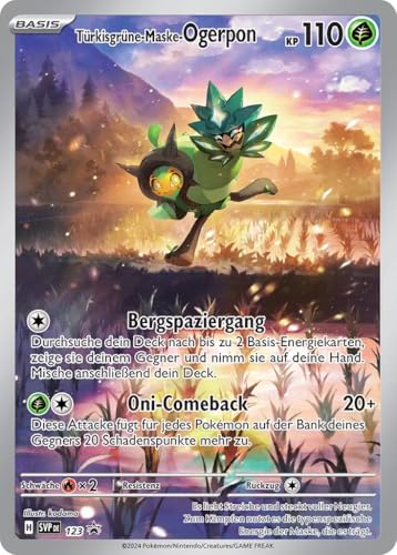 BB-Toy-Trades kompatibel für Pokemon Türkisgrüne-Maske-Ogerpon SVP 123 Karmesin & Purpur Maskerade im Zwielicht Black Star Promo Karte - Sealed - DEUTSCH - Einzelkarte Fullart Holo + Toploader von BB-Toy-Trades