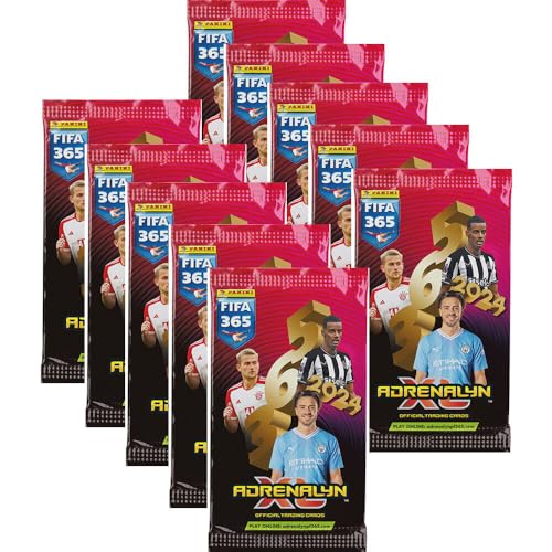 Panini FIFA 365 Serie 10 Booster Packs Adrenalyn XL 2024 Saison Fussball Trading Cards und BB-Toy-Trades Toploader von BB-Toy-Trades