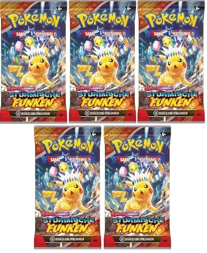 Pokemon 5X Stürmische Funken Booster Packs - Deutsch NEU & OVP und BB-Toy-Trades-Toploader von BB-Toy-Trades