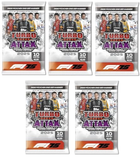 Topps Turbo Attax Formula 1 Season 2025 5X Booster Packs F1 Formel 1 Karten und BB-Toy-Trades Toploader Topps Turbo Attax Formula 1 Season 2025 5X Booster Packs F1 Formel 1 Karten und BB-Toy-Trades Toploader von BB-Toy-Trades