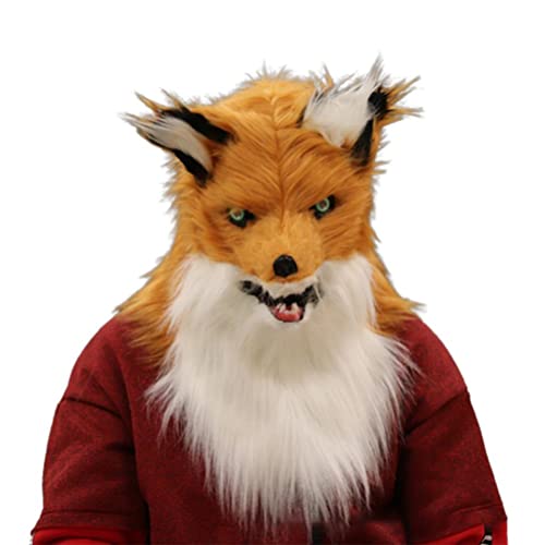 BBABBT Fuchs Maske Tiermaske Mund Beweglich Künstliche Plüschmaske Cosplay Kostüm Dress Up Requisiten für Halloween Karneval Kostüm Party von BBABBT