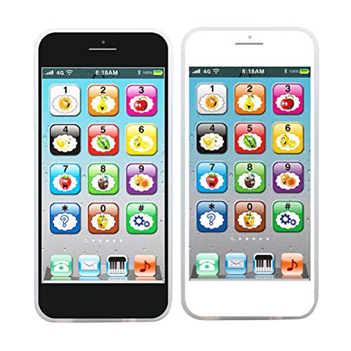 Phone Toy - Geschenke Spielzeug für 1-6 jährige Mädchen Jungen, Early Learning Spielzeug für Baby 8M -12M -24M + pädagogische Telefon Spielzeug für Kinder 6 Monate +, 1, 2, 3, 4 Jahre(schwarz) von BBABBT