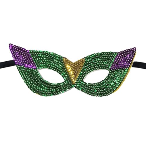 BBASILIYSD Karnevals-Brille, Pailletten-Gläser, Fluer de Lis für New Orleans, Maskerade, Maske, Cocktail, Karneval, Kunst-Party, Fascinator von BBASILIYSD