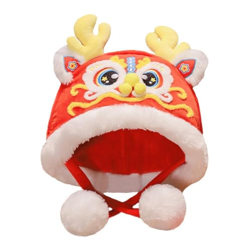 BBASILIYSD Neujahrsfeier Drachenkopf Hut China Frühling Festival Drachenjahr Maskottchen Spielzeug Cartoon Hut und verdickter Plüsch warm von BBASILIYSD