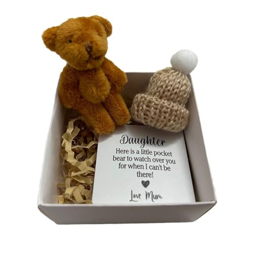 BBASILIYSD Taschenbär für Tochter, Mini-Plüschbären, kleine Taschenbären mit inspirierenden Andenkenkarten, besonderes oder niedliches Bären-Geschenk von BBASILIYSD
