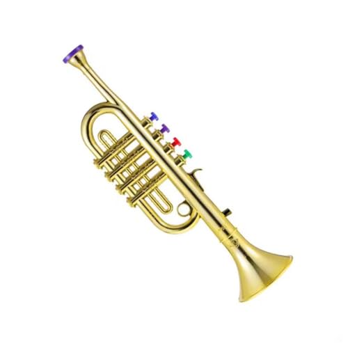 BBASILIYSD Trompete für Kinder ab 5 Jahren, Trompete mit 4 bunten Knöpfen, musikalisches Geschenk, Lernlänge, Anfänger, für Kinder ab 37 Jahren von BBASILIYSD