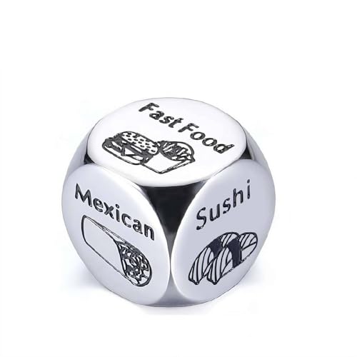 Lebensmittelentscheidungswürfel für Paare, lustiger Stahl-Würfel, Lebensmittelentscheidungswürfel, Metall, Datum, Nacht, D-Eis, Jahrestag, Geburtstag, Valentinstag, Geschenk, Abendessen, Wahl für Sie von BBASILIYSD