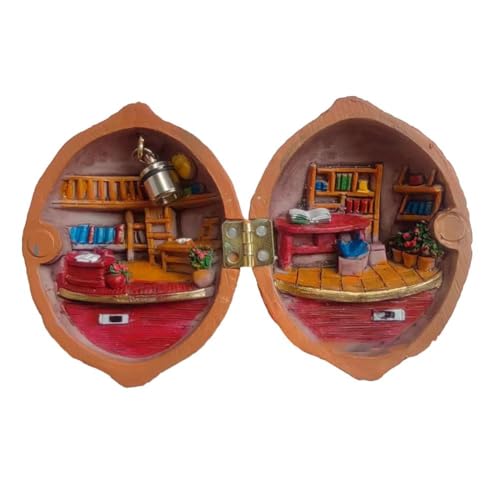 Walnusshuschel-Puppenhaus, Walnuss-Muschel-Puppenhaus Mini, Handgefertigtes Walnuss-Muschel-Welthaus Winzige 3D-Puppe im Inneren Walnuss von BBASILIYSD