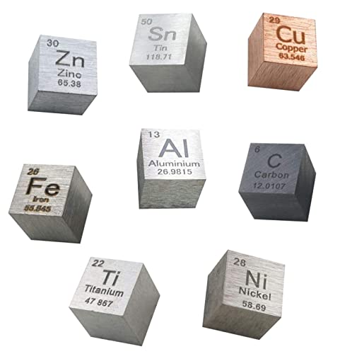 BBAUER Element Würfel Set, Metall Dichte Cubest, Enthalten Kupfer Zink Alumizinnn Kohlenstoff Nickel Eisen/8Pcs/10 * 10 * 10Mm von BBAUER