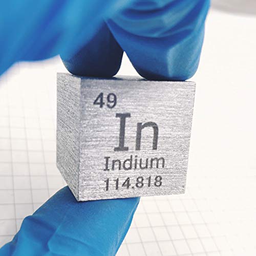 BBAUER Metall Indium Würfel Block, 99,99% Reinheit Graviert Periodensystem Für Element-Sammlungen Experimente Oder Geschenke/In/0.39In von BBAUER