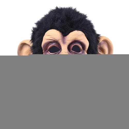 Gorilla Maask – 1/2-teiliges Latex-Schimpansenkostüm | Gruseliger Affe realistische lustige Kopfbedeckung | Erwachsene Wildtiermaske | Schwarze humoristische Schimpansen-Maske für Kinder, Teenager von BBAUER