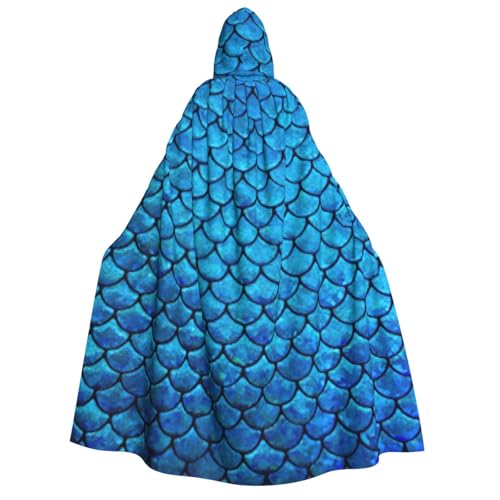 BBEXJIGY Blauer Fischschuppen-Druck, Uni, mit Kapuze, Halloween-Umhang, Vampir-Hexenumhang, Kostüme, Party-Umhang BBEXJIGY Blauer Fischschuppen-Druck, Uni, mit Kapuze, Halloween-Umhang, Vampir-Hexenumhang, Kostüme, Party-Umhang von BBEXJIGY