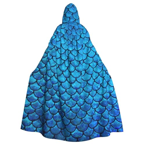 BBEXJIGY Blauer Fischschuppen-Druck, Uni, mit Kapuze, Halloween-Umhang, Vampir-Hexenumhang, Kostüme, Party-Umhang BBEXJIGY Blauer Fischschuppen-Druck, Uni, mit Kapuze, Halloween-Umhang, Vampir-Hexenumhang, Kostüme, Party-Umhang von BBEXJIGY