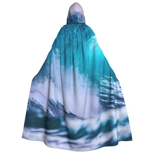 BBEXJIGY Blue Ocean Wave Uni Halloween Kapuzenumhang Vampir Hexenkostüm von BBEXJIGY
