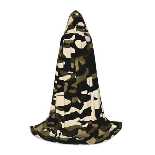 BBEXJIGY Camouflage-Grafikdruck, Volldruck, Kapuzenumhang, Fliege (kein Reißverschluss), Halloween, Cosplay, Comic Con, Motto-Partys von BBEXJIGY