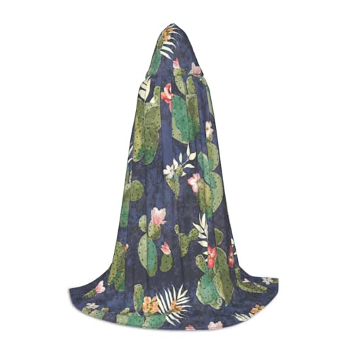 BBEXJIGY Kapuzenumhang mit Aquarell-Kaktusdruck, Fliege (ohne Reißverschluss), Halloween, Cosplay, Comic Con, Motto-Partys von BBEXJIGY