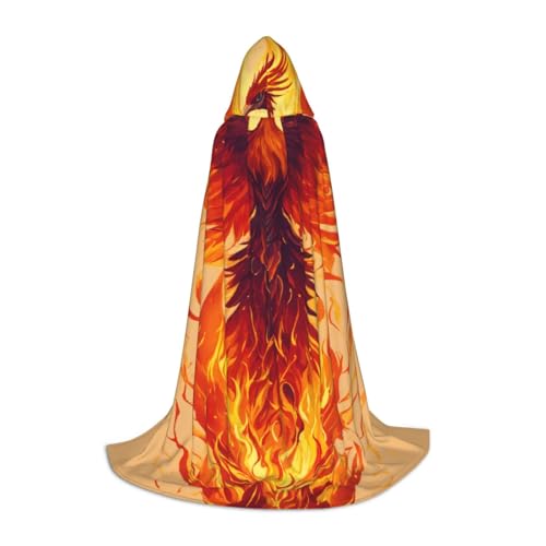 BBEXJIGY Kapuzenumhang mit Phoenix-Druck, Fliege (kein Reißverschluss), Halloween, Cosplay, Comic Con, Motto-Partys von BBEXJIGY