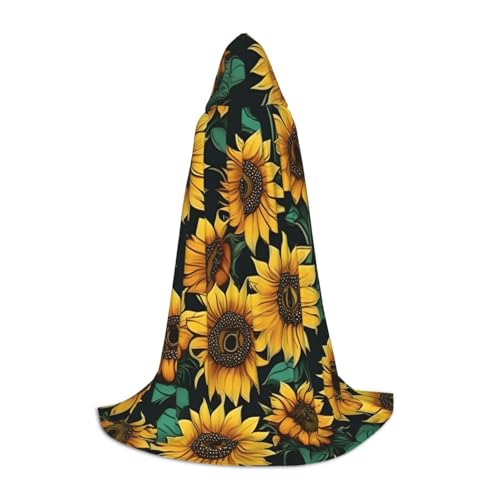 BBEXJIGY Kapuzenumhang mit Sonnenblumen-Druck, Fliege (ohne Reißverschluss), Halloween, Cosplay, Comic Con, Motto-Partys von BBEXJIGY