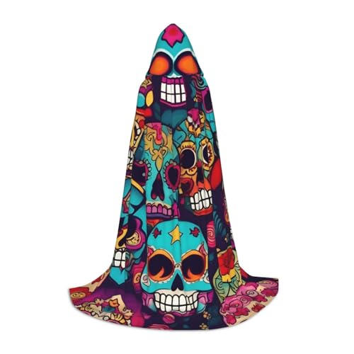 BBEXJIGY Kapuzenumhang mit Totenkopf-Motiv, Fliege (ohne Reißverschluss), Halloween, Cosplay, Comic Con, Motto-Partys von BBEXJIGY