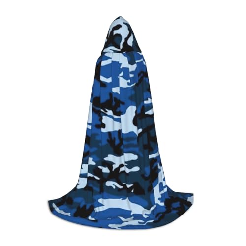 BBEXJIGY Kapuzenumhang mit blauem Camouflage-Druck, Fliege (ohne Reißverschluss), Halloween, Cosplay, Comic Con, Motto-Partys von BBEXJIGY