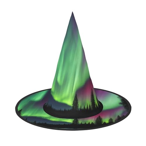 BBEXJIGY Nordlichter Malerei Druck Oxford Tuch Halloween Hexenhut Faltbar für Halloween Karneval Rollenspiel von BBEXJIGY