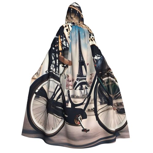 BBEXJIGY Romantische Paris Tour Eiffel Fahrrad gedruckt Uni Halloween Hexe Vampir Umhang Kostüme Party Umhang von BBEXJIGY